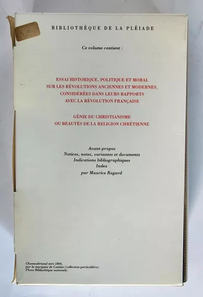 Essai Sur Les Révolutions - Génie du Christianisme - Bibliothèque de la Pléiade - Image 2