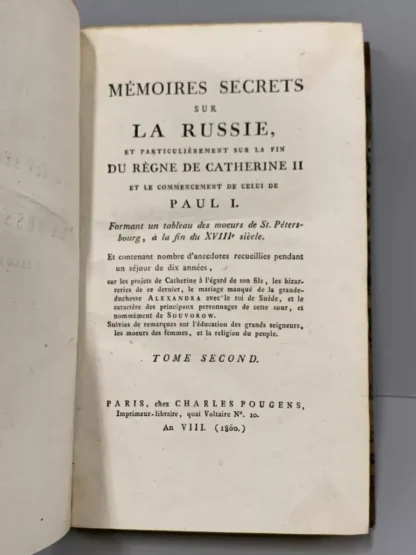 Mémoires Secrets Sur La Russie - 3 Volumes - Image 3