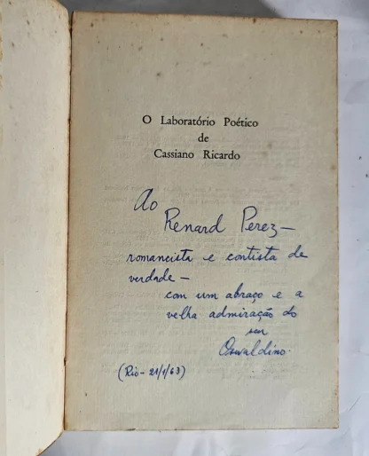 O Laboratório Poético De Cassiano Ricardo - Autografado - Image 3