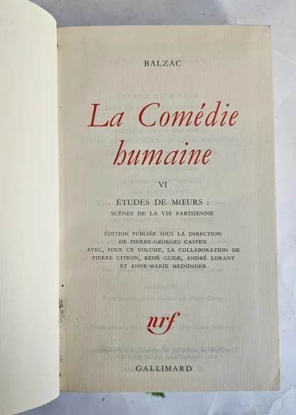 La Comédie Humaine - Volume 6 - Bibliothèque De La Pléiade - Image 2
