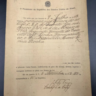 Carta Patente - Assinada - Getulio Vargas